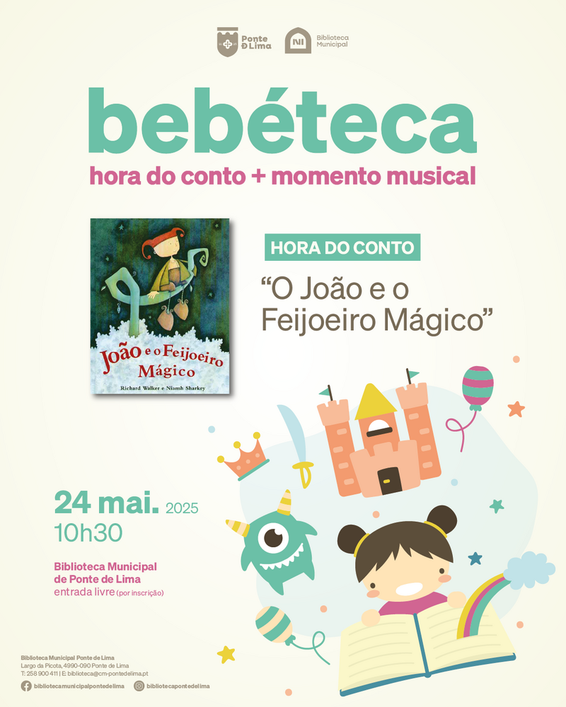 Cartaz Leituras Encantadas para Bebés e Crianças na Biblioteca Municipal